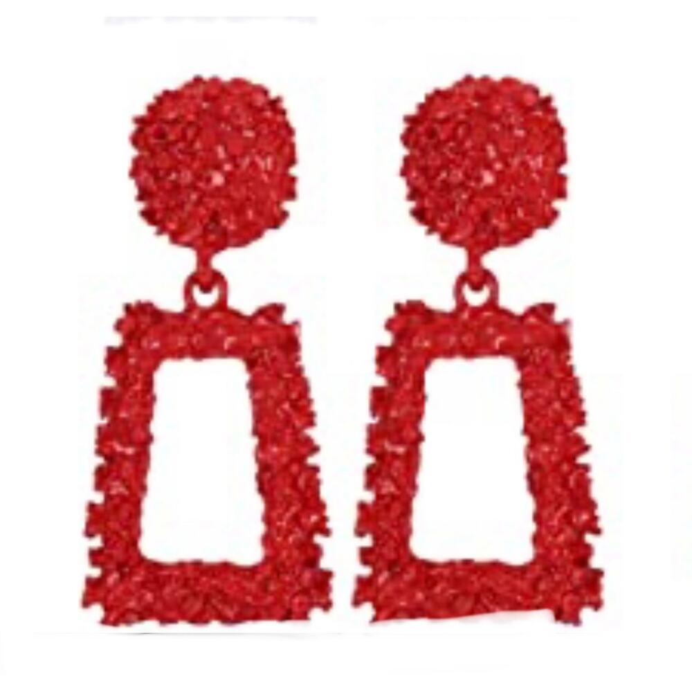 Textured Metal Drop Earrings